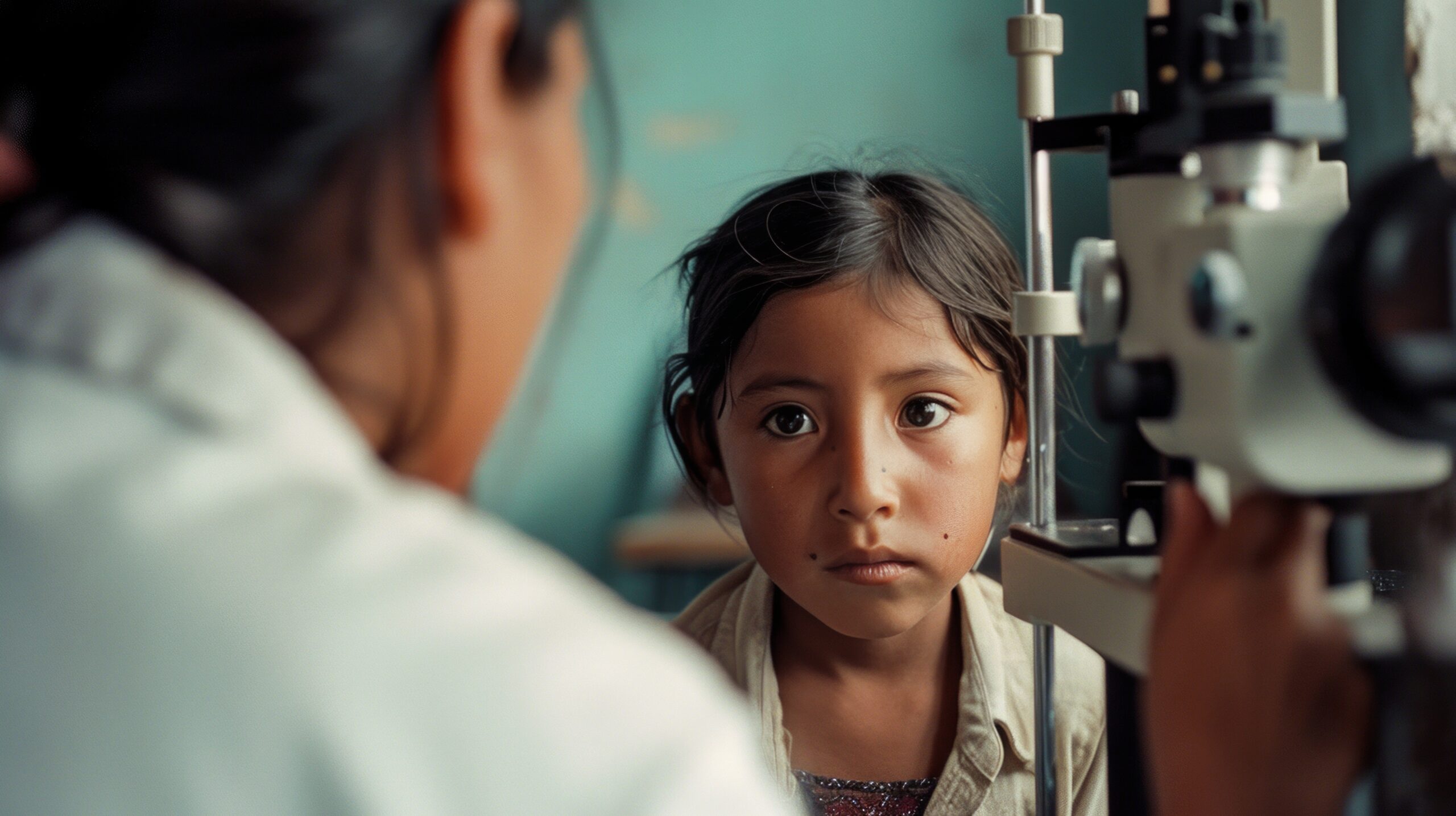 Child having a medical eye checkup